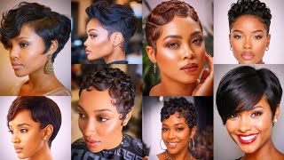 ❤💯160 + New & Hottest Short Hairstyles for Black Women | Pixie Short Haircuts  | Side Swept Pixie🔥