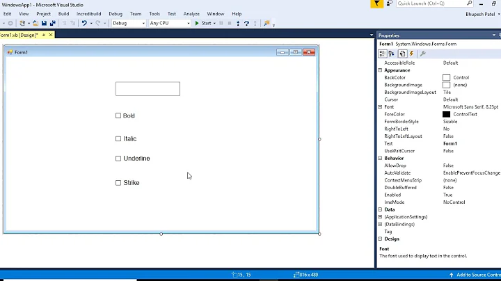 CheckBox Font Styles (Bold, Italic ,strike and Underline) in Visual Basic