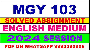 mgy 103 solved assignment 2024 | mgy 103 solved assignment in english 2023-24 | mgy 103 2024