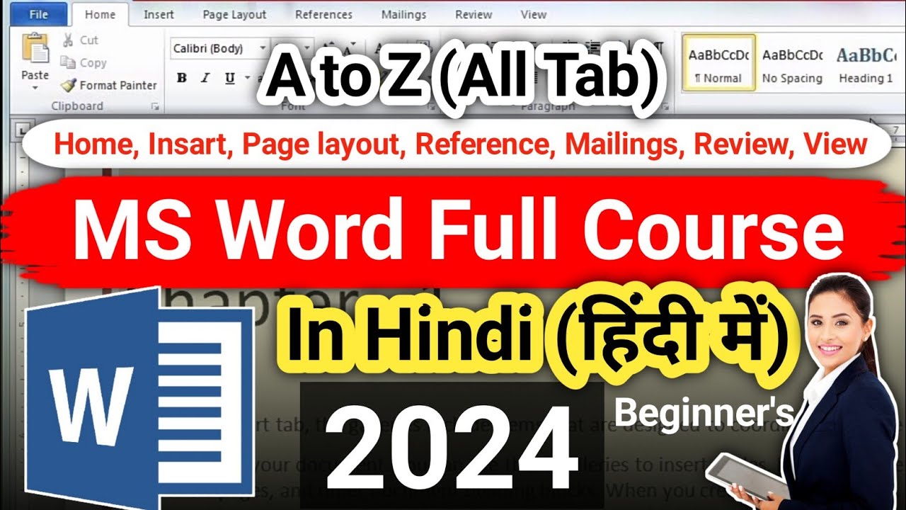 MS Word Full Course in Hindi 2024 || ms word tutorial for beginners ...