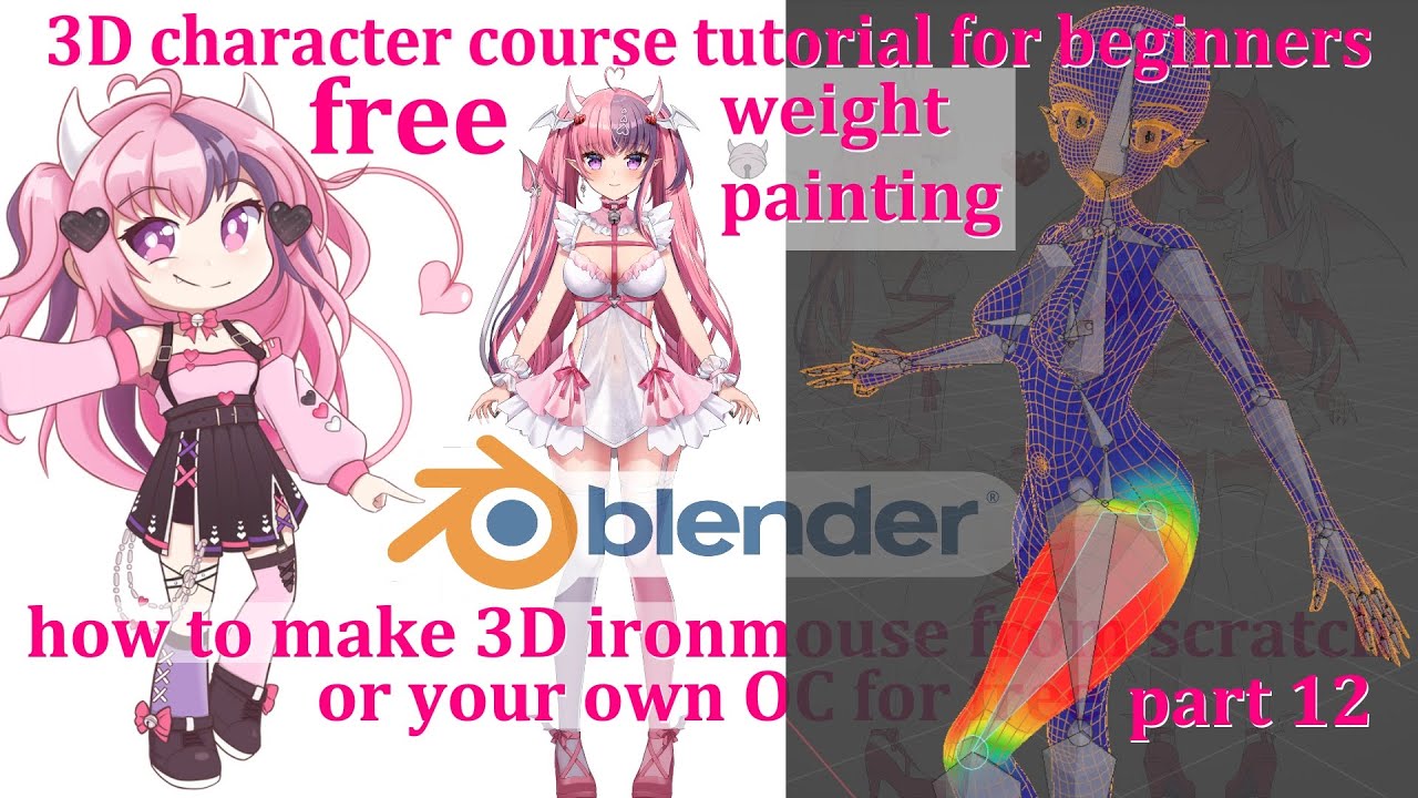 3D character course tutorial for beginners ironmouse or your own OC for ...