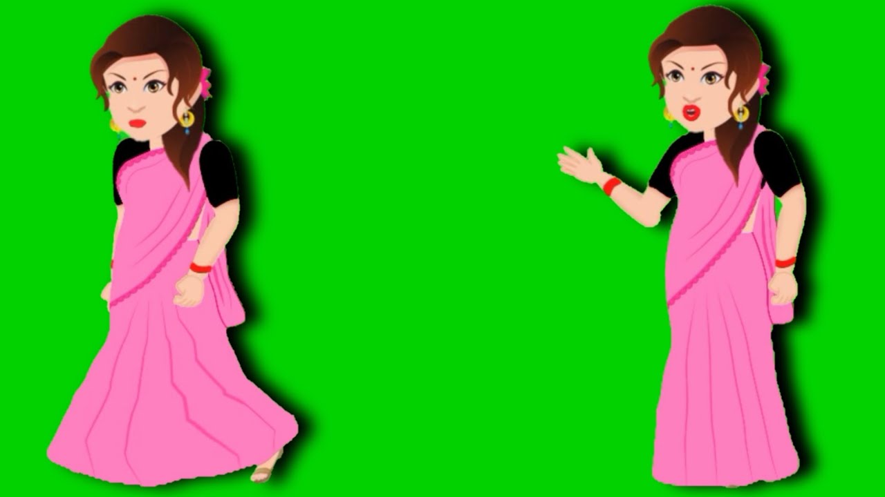 Green Screen Village woman Cartoon Character/Green Screen Village woman ...