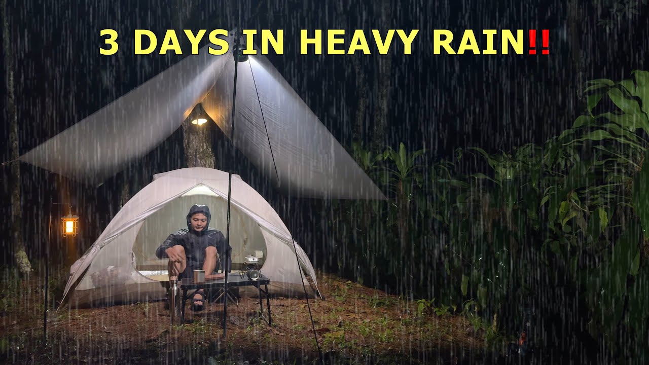 Super Long Heavy Rain with Thunderstorm‼️ 3 Days Camping in Heavy Rain with Thunderstorms‼️ ASMR