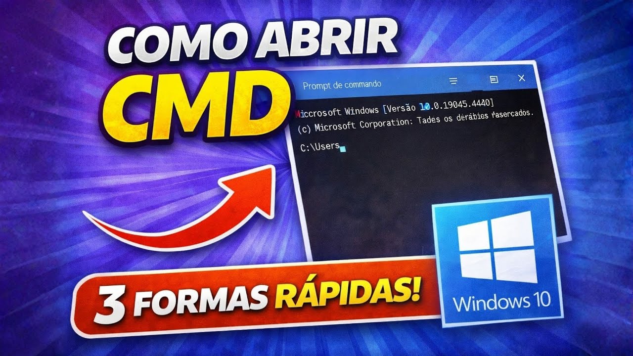 Thumbnail do vídeo: Como abrir o CMD no Windows 10: três formas em vídeo