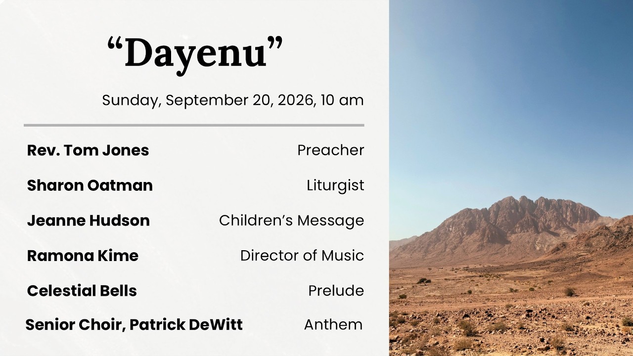 Worship Service: September 20, 2026