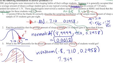 Exam 3 Review - Sampling Distributions
