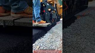 Asphalt Paving Machine Spreads 3 Tons/min During Roadwork Operation