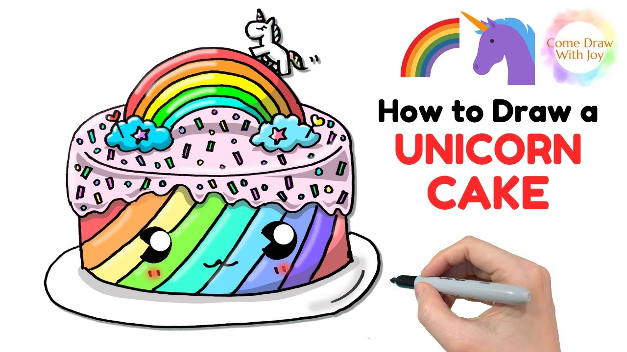 How to Draw a Cute Unicorn Cake Step by Step | How to Draw a ...