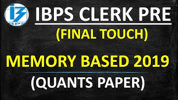 IBPS CLERK PRE 2020 MEMORY BASED QUANTS PAPER || BY SinghSir