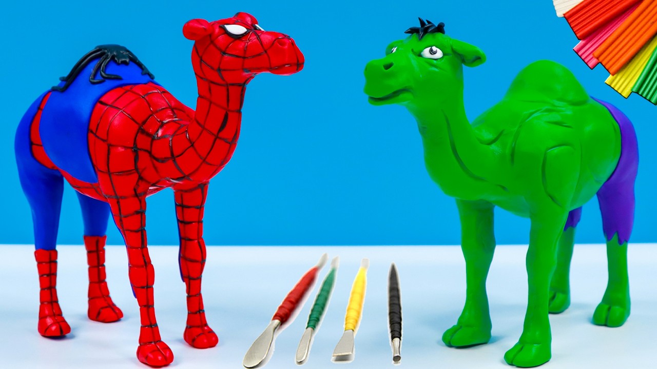 DIY Superheroes Camel 🐪  Spiderman x Hulk with Polymer Clay 🔥 Satisfying DIY Timelapse