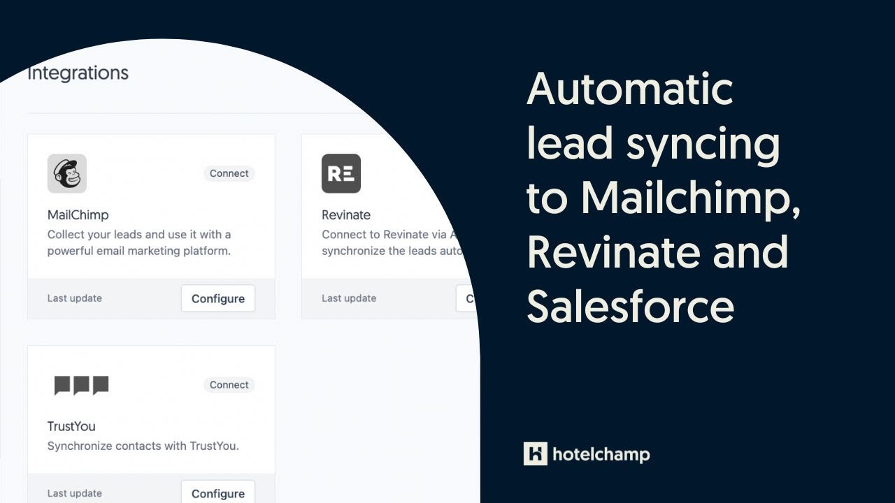 Automatic lead syncing to Mailchimp, Revinate and Salesforce Marketing