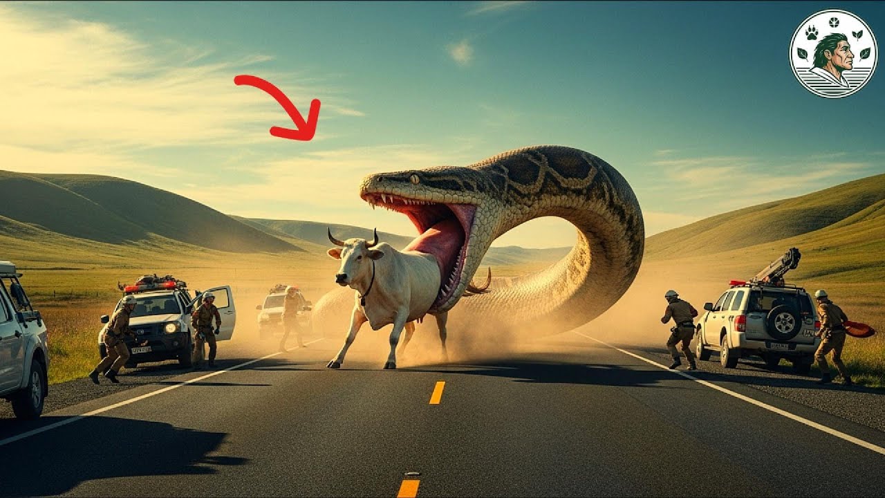 Rescue Team Saves White Bull From Python Ambush - YouTube