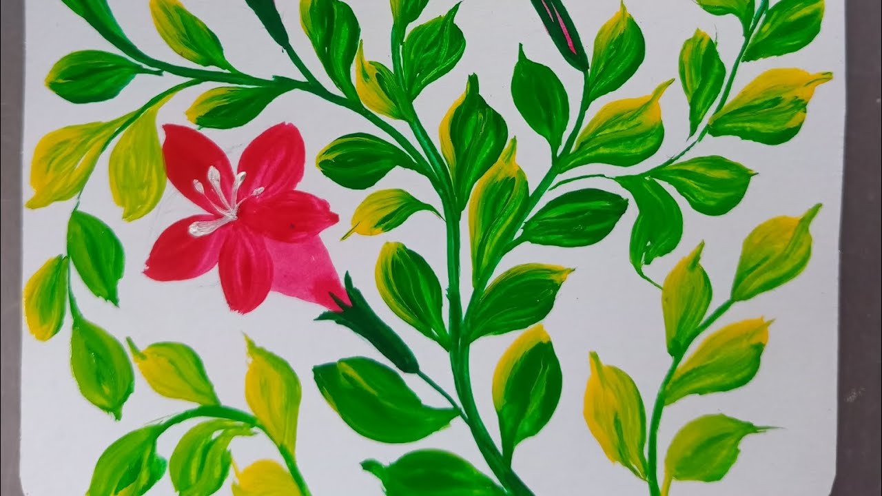 How to Draw One Stroke Flower Painting/Easy Acrylic Flower Painting/Satisfying Brush Strokes 