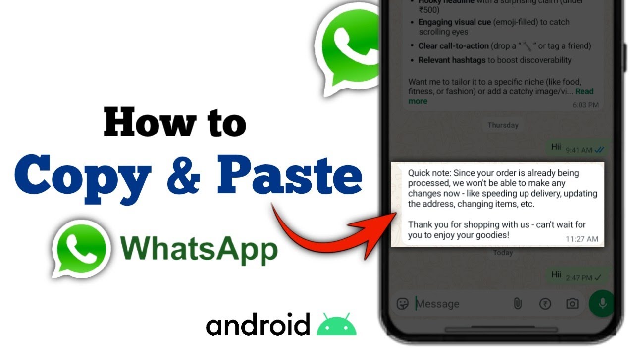EASIEST Way to Copy and Paste on WhatsApp Android - YouTube