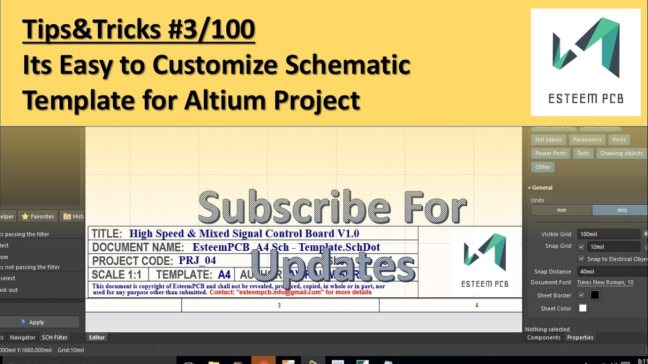 Altium Designer Tips #3: Schematic Template Customization - YouTube