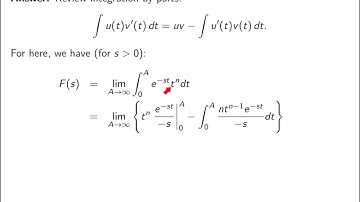 Video5-1: Laplace transform, definition, simple examples, existence. Elementary Differential Eqns