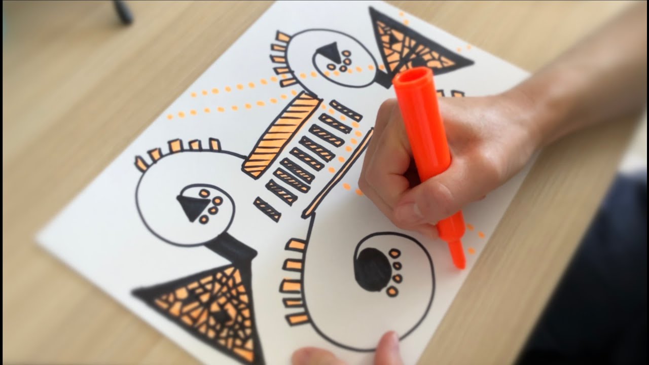 Abstract drawing time lapse - with orange & black || 15 in 30 || Video 1