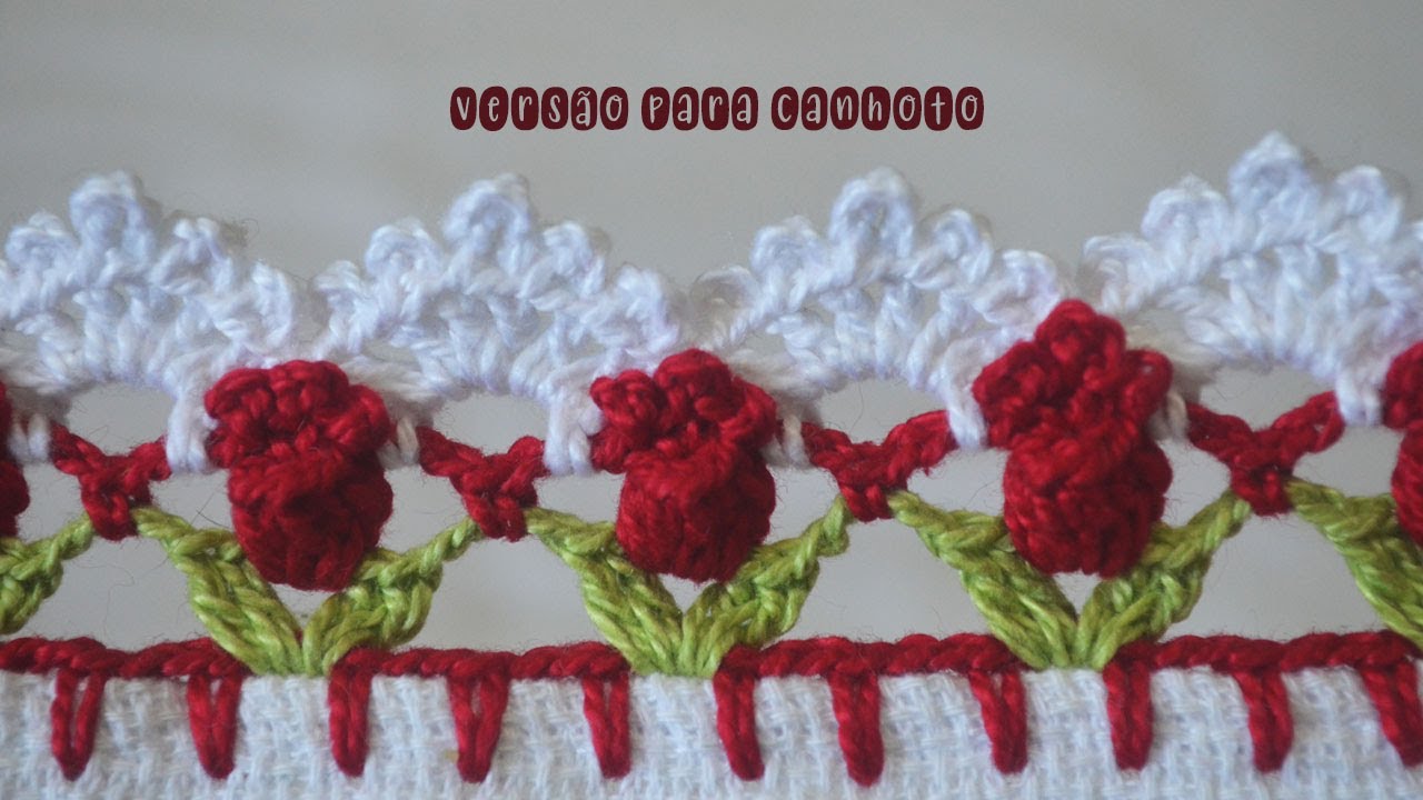 BARRADO DE CROCHÊ TULIPA DELICADA #1223 versão para canhoto | BICO DE CROCHÊ