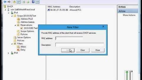 How to use filters to allow DHCP services in Microsoft Windows Server 2012