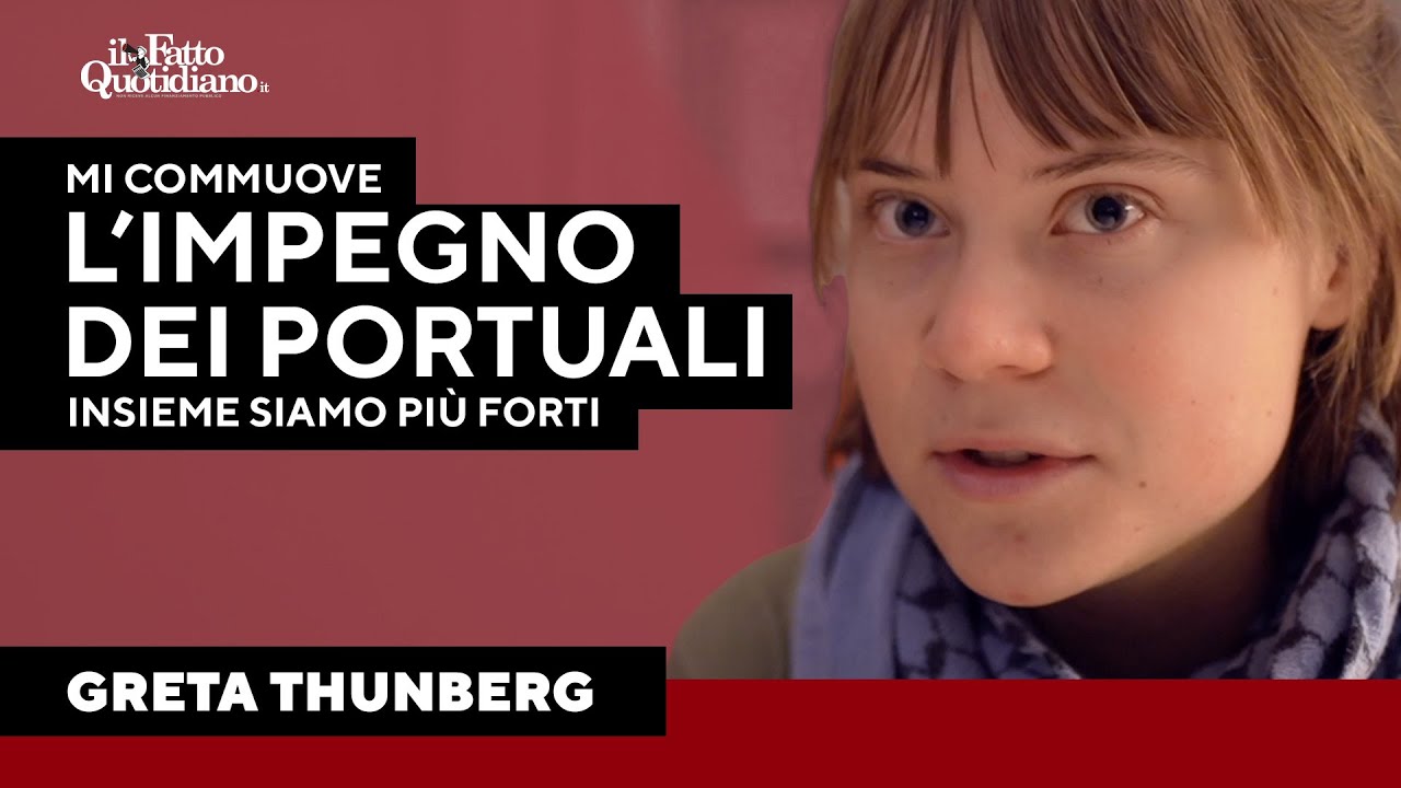 Greta Thunberg con i portuali di Genova: 