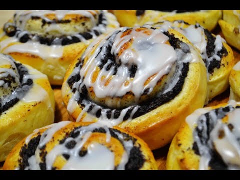 Булочки - Улитки с Маковой Начинкой и Глазурью  Buns with poppy seeds