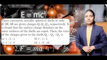 Three concentric metallic spherical shells of radii R, 2R, 3R are given charges Q1, Q2 Q3,……………….