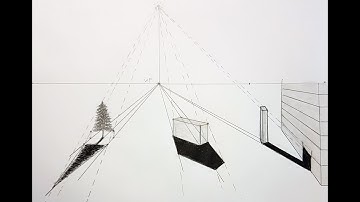 How to draw cast shadow in one point perspective, step by step.