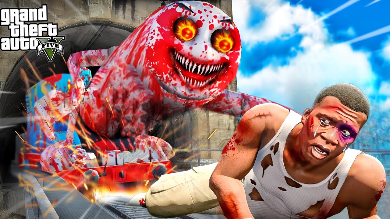 Scary Clashed Train Killed almost Franklin & Shinchan in GTA5