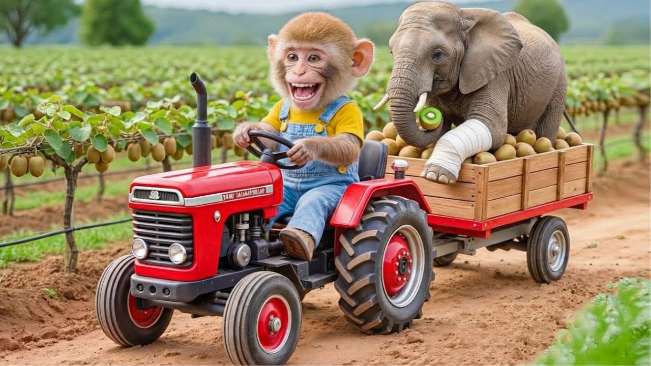 Monkey Dodo Kiwi Harvest Turns Into an Emergency—He Finds an Elephant Trapped Under a Fallen Tree.