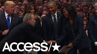 George W. Bush Appears To Sweetly Sneak Michelle Obama A Cough Drop At His Father's Funeral | Access