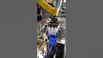 Automatic robot hand bottle in full pack cartoning encasing line