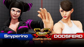 【ストV CE】 Snyperino [ ジュリ juri ] vs [ 春麗 チュンリー chun-li ] DODSFERD 【ストV CE】