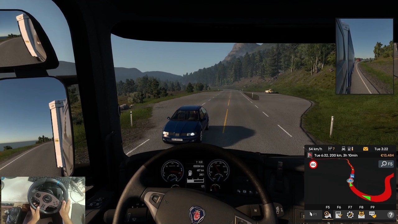 ETS2 Realistic Traffic Haul w PXN V9 Steering Wheel  Truck Physics