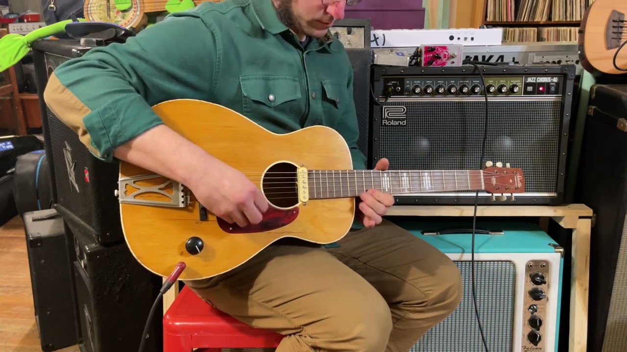 1960s Harmony Stella electrified rubber bridge parlor guitar - YouTube