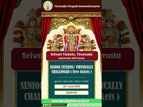 TTD September month quota 2025  Srivari tickets Information