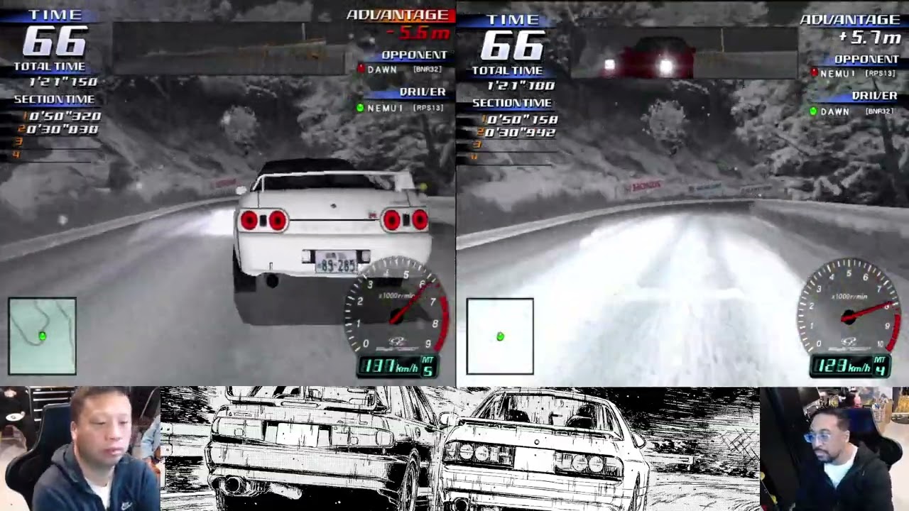 NEMUI (180SX) vs DUSK (R32) — Akina Snow Downhill | Initial D