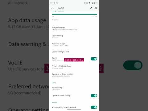5G Network Settings On Moto G62 5G