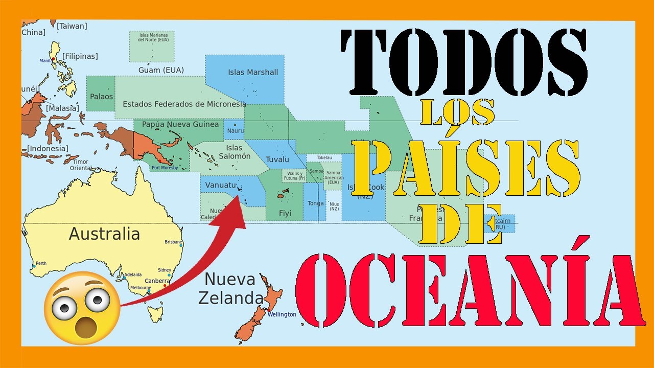 ✅✅✅PAÍSES y capitales de OCEANÍA - MAPA político de OCEANÍA