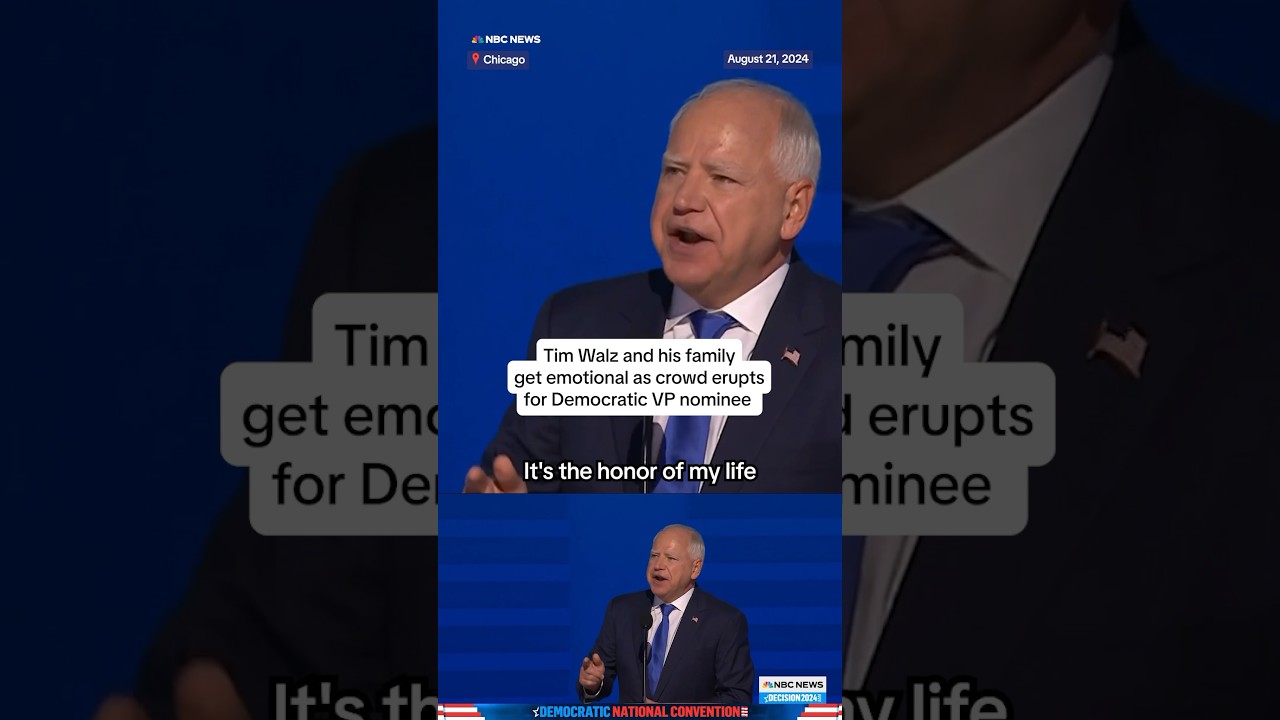 Tim Walz and his family get emotional as crowd erupts for Democratic VP nominee Tim Walz and his family get emotional as crowd erupts for Democratic VP nominee