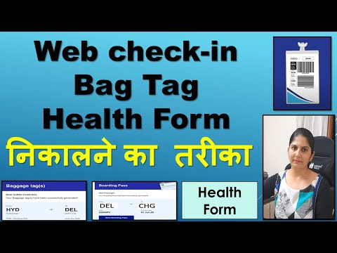 How to Web check-in indigo Online print boarding pass baggage tag Health Form Hand Bag हिंदी hindi