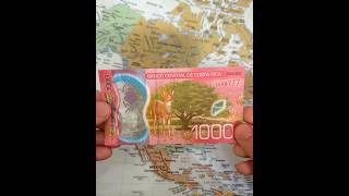 Beautiful Costa Rican 1000 Colones Banknote. One Of The Most Beautiful Bills In The World