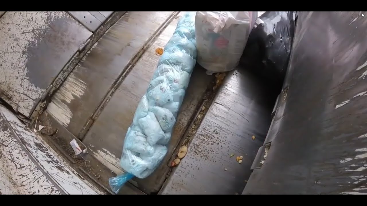 Whispers of Waste: Garbage Truck Delicately Pressing Stinky Trash Bags and diapers with ASMR sounds