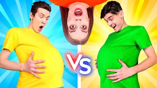 OMG! THEY ARE PREGNANT FOR 24 HOURS || Crazy DIY Pregnancy Challenge! Rich VS Broke By 123 GO! BOYS screenshot 5