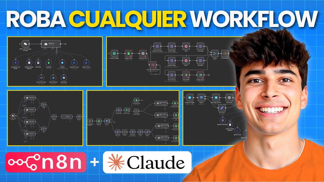 CÓMO usar CLAUDE para COPIAR y CREAR CUALQUIER Workflow en n8n - YouTube