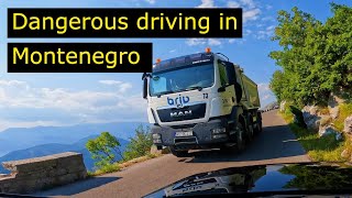 Driving on Dangerous Mountain road Njegusi, Montenegro in 4K