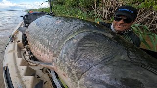 GIANT COVERED THE KAYAK, EVEN SEEING IT I CAN'T BELIEVE IT! Arapaima from the Madeira River.