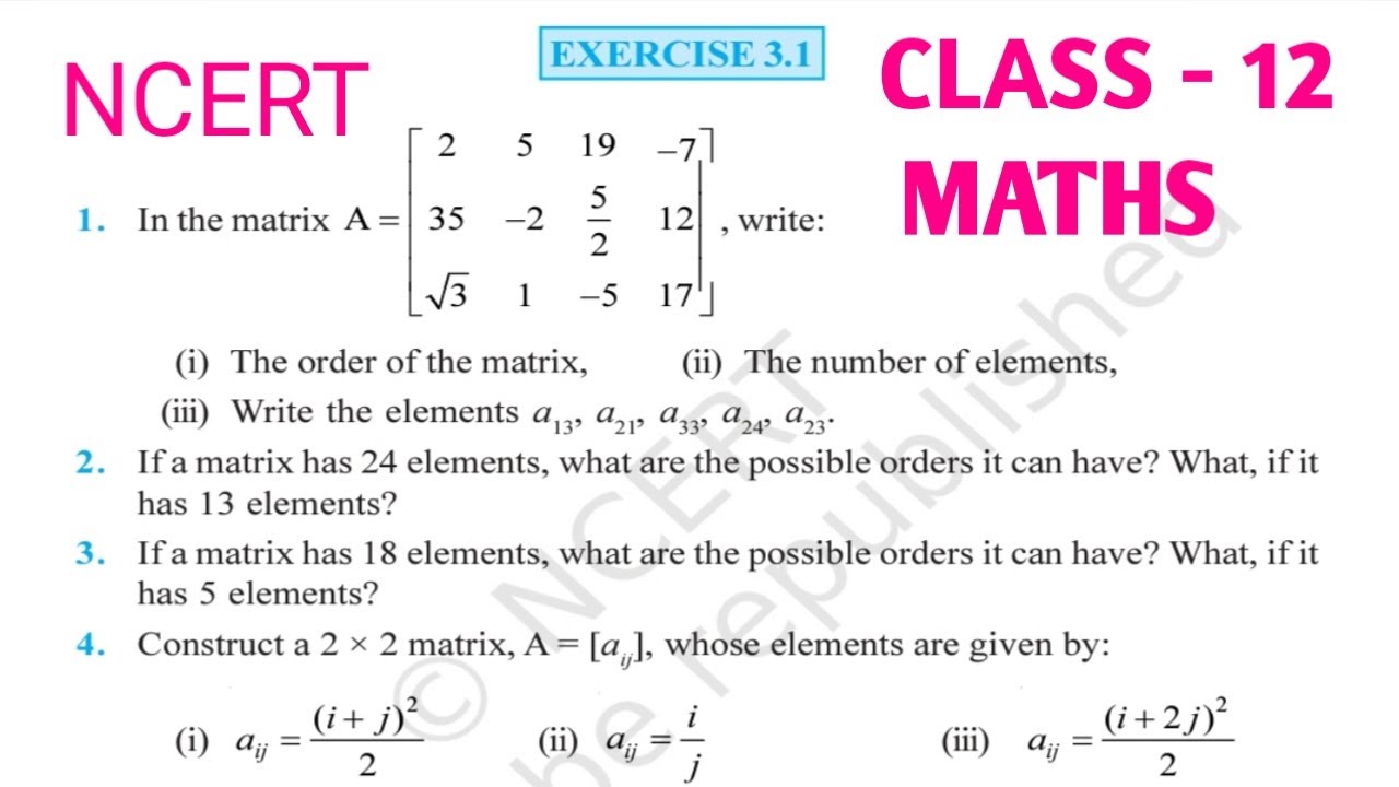 Ncert class 12 maths ex 3 1 solutions class 12 maths ncert ex 3 1