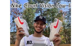 Nike Court Vision Low 1 || Bright Crimson / Glacier Blue! AND ON FEET! What a steal!!