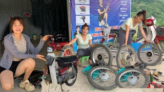 She fitted two good motorcycle tires to the motorcycle that kept getting flat tires.