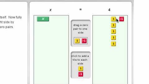 Solving one step equations with algebra tiles